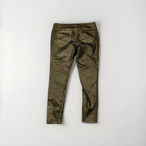 Bisou Bisou Gold metallic stretch skinny pants Sz 14 - Picture 8 of 8